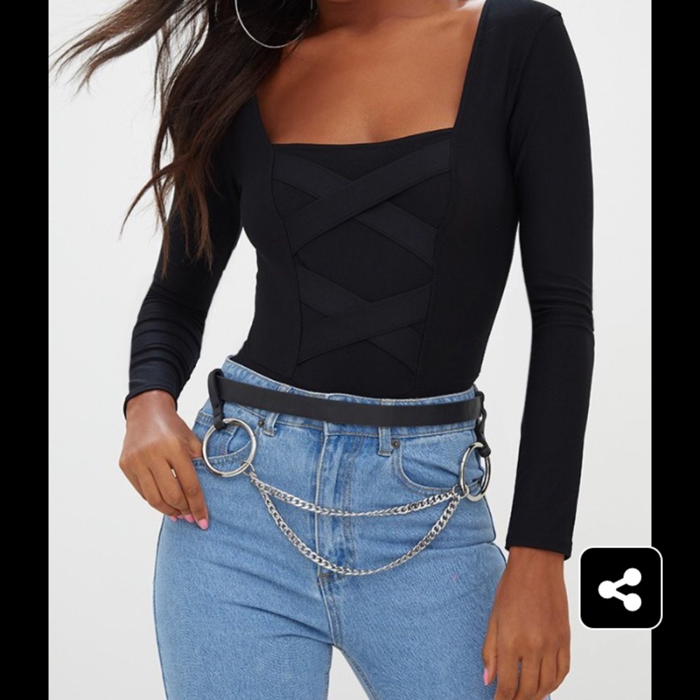 Black thong bodysuit